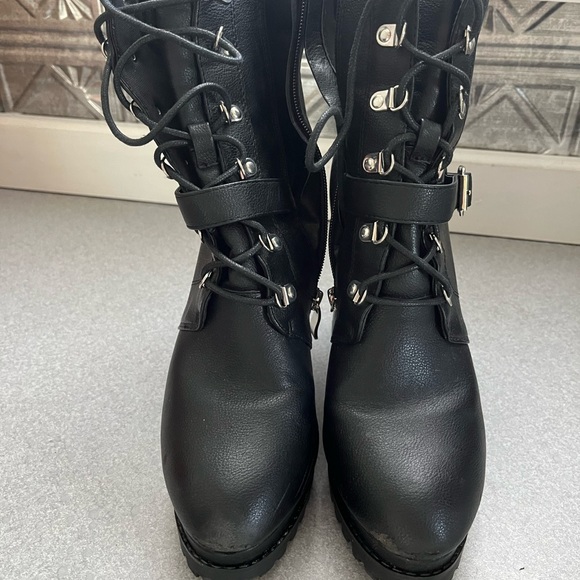 Halloween Sky High Combat Boots with Buckle Detail - Picture 3 of 5